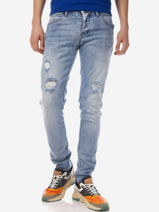 Herren Jeanshosen Elastisch Slim Fit Hellblau