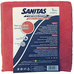 Sanitas Σπογγοπετσέτες Γενικής Χρήσης Κόκκινες 37x37εκ. 5τμχ
