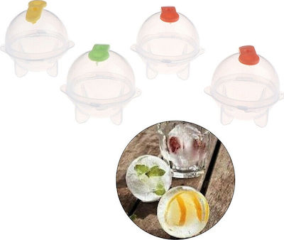 Silicone Ice Cube Tray Sphere with Lid White 4pcs