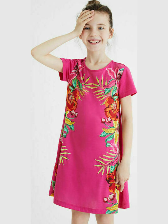 Lucy Dress Floral Cascade Παιδικό Φόρεμα Κοντομάνικο Floral Κόκκινο