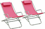 vidaXL Small Chair Beach Pink Waterproof Set of 2pcs