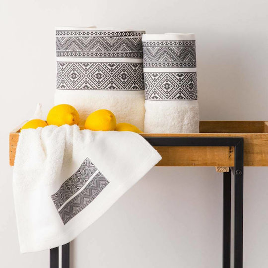 Borea Bath Towel Set 2pcs 53403 Grey / White Weight 450gr/m²