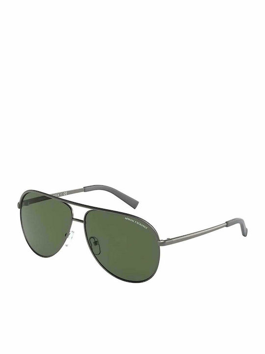 Armani Exchange Men's Sunglasses with Gray Metal Frame and Green Lens AX2002 600371