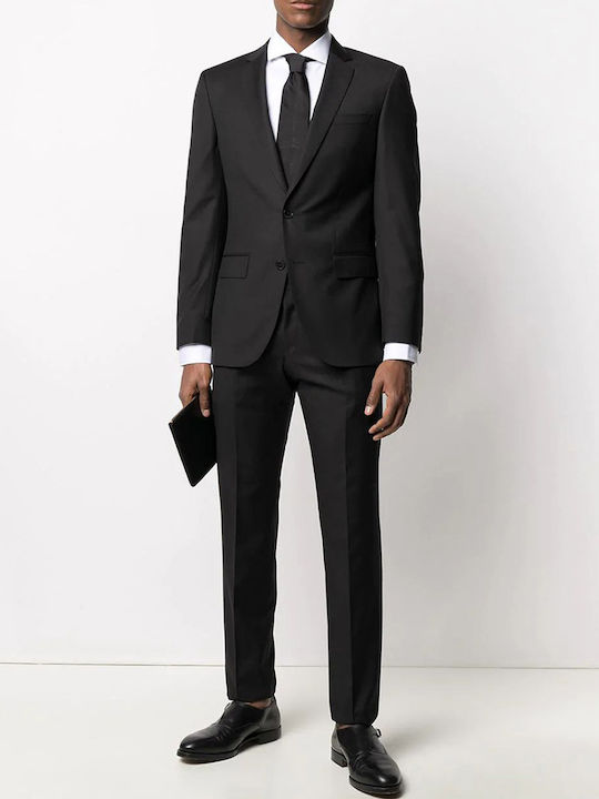 Hugo Boss Χειμερινό Ανδρικό Κοστούμι με Στενή Εφαρμογή Μαύρο