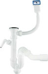 Viospiral Plastic Double Siphon Sink with Overflow White 55-1131/S