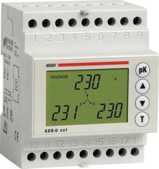Vemer ADR-D OUT Energie-Analysator für Elektrischen Messgeräte Dreiphasiger Analysator für Energie Schiene des Dreiphasigen Netzwerks mit LCD 4DIN mit 2 Relais-Ausgängen