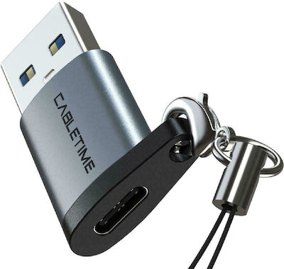 Cabletime C28 Converter USB-A male to USB-C female Gray