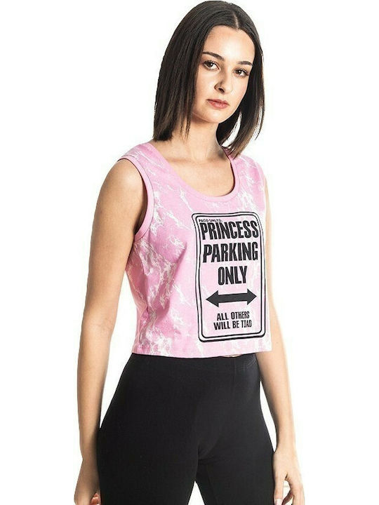 Γυναικείο Crop Top Βαμβακερό Αμάνικο Ροζ