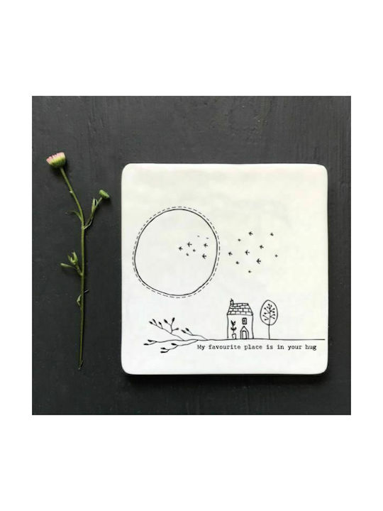 Synchronia Ceramic White Coaster Favourite Place 10x10cm