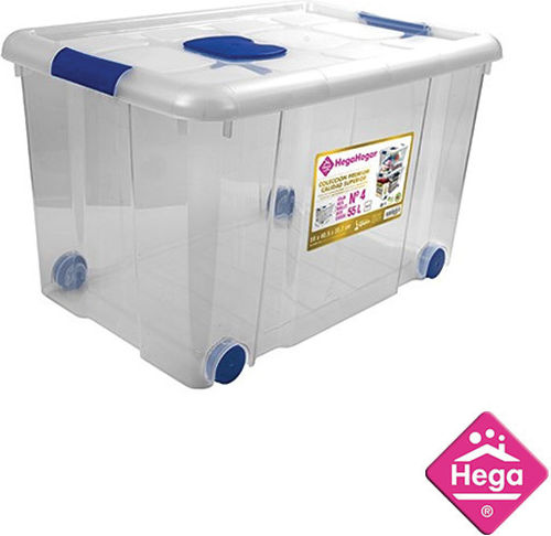 Hega Hogar Πλαστικό Κουτί Αποθήκευσης με Ρόδες και Καπάκι 55lt Hega Hogar Πλαστικό Κουτί Αποθήκευσης με Ρόδες και Καπάκι 55lt