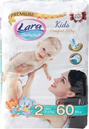 Lara Comsetic Πάνες με Αυτοκόλλητο Comfort & Dry No. 2 για 3-6kg 60τμχ