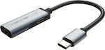 Cabletime C160 Converter USB-C male to 3.5mm / USB-C female Gray