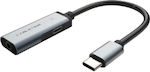 Cabletime C160 Converter USB-C male to 3.5mm / USB-C female Gray 1pcs