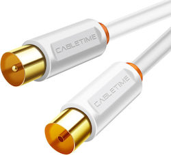 Cabletime Кабел за антена Коаксиален мъжки - Коаксиална женска Бял 1м (CT-AV101-02-W1) 1бр