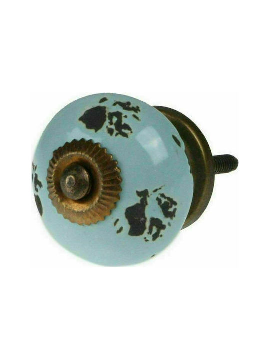 Synchronia Antik Knopf Möbelgriff aus Keramik Blue Ø40mm LI-388D-4048 1Stück