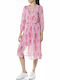 Sommer Midi Damenkleid Wickel Rosa