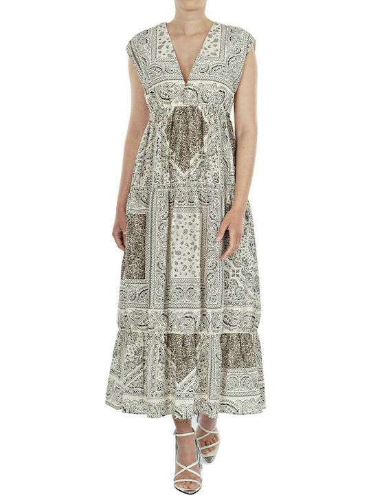 Pinko Abbracciami Abito Sommer Maxi Kleid Beige