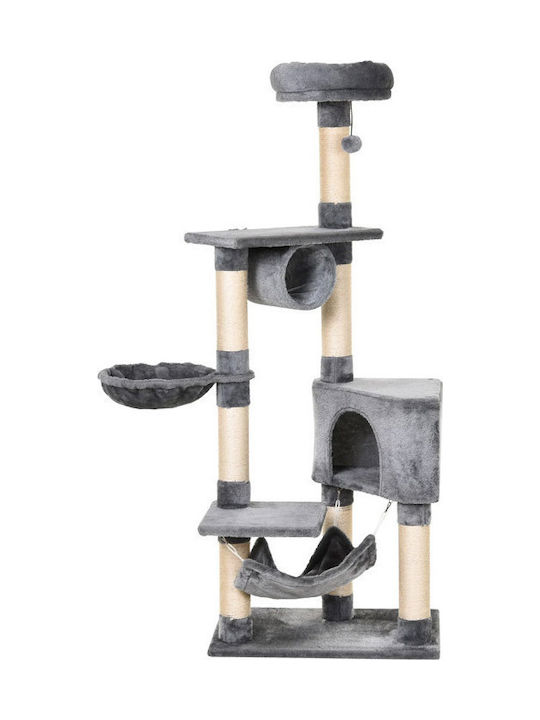 Pawhut Cat Scratching Post Cat Tree In Gray Colour 60x154x40 cm D30-280