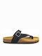 Leather Women's Flat Sandals Anatomic in Black Color