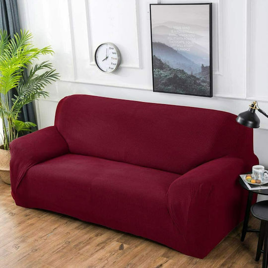 Ehome Elastic Cover Two Seater Sofa Burgundy 85x180cm
