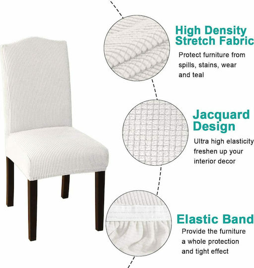 Ehome Jacquard Elastic Chair Cover White With Back 40cm Ehome Jacquard Elastic Chair Cover White With Back 40cm