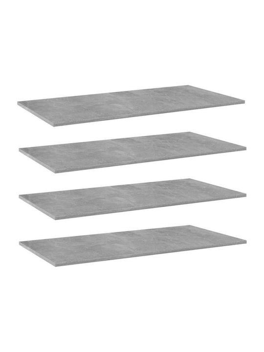 vidaXL Rectangular Bookcase Shelf made of Chipboard in Grey Colour 100x50x1.5cm 805422 4 Pieces