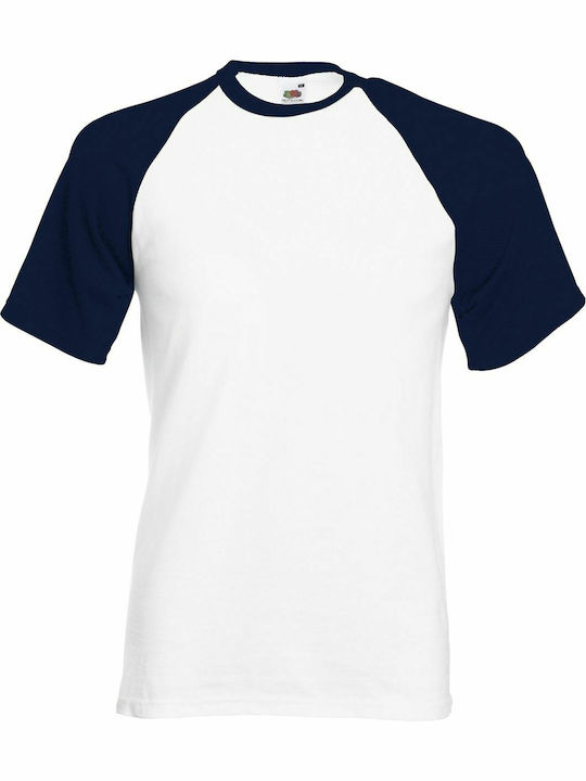 Fruit of the Loom Valueweight Baseball T Bărbătesc Alb / Deep Navy