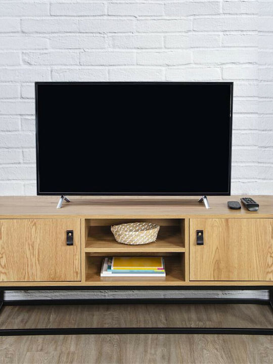 TV Stand Abbott Made of Solid Brown Wood L117xD39xH48cm