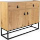 Wooden & Metallic Buffet with Drawers Natural L100xW30xH80cm