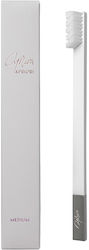 Apriori Slim White Silver Manual Toothbrush Medium