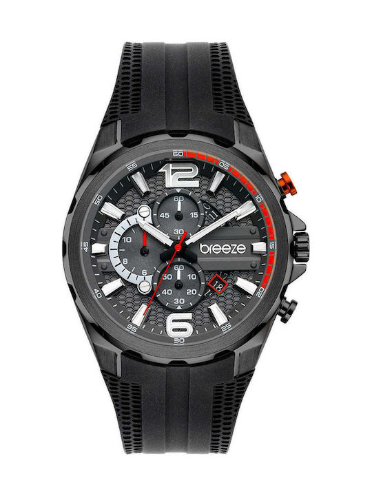 Breeze Intrusio Watch Chronograph Battery with Black Rubber Strap