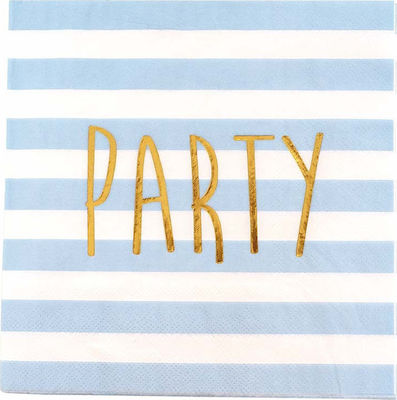 Party Napkins Blue Gold Blue 16.5x16.5cm. 20pcs