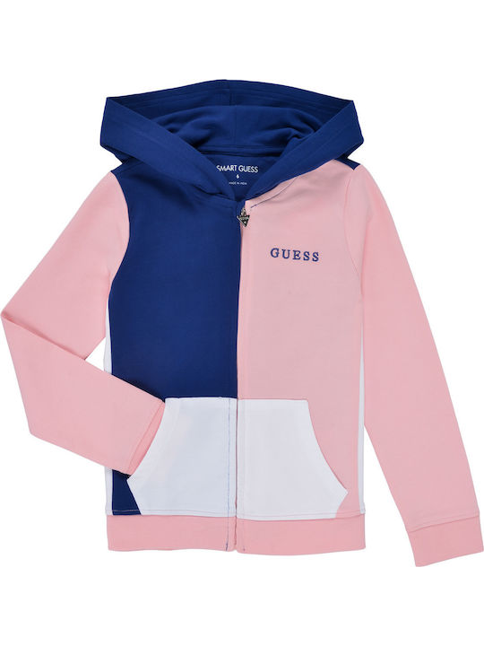 Guess Παιδική Ζακέτα Φούτερ με Κουκούλα Ροζ Color Block Hooded Sweatshirt