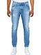 Brannon Men's Jeans Pants Cropped Elastic with Slim Tapered Fit Blue
