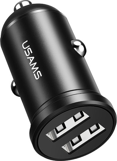 Usams C20 Зарядно за кола 2.4Спецификация с Портове: 2xUSB Черен Цвят