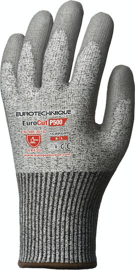 Eurotechnique EuroCut P500 Mănuși de Lucru Gri Poliuretan Anticope 1buc