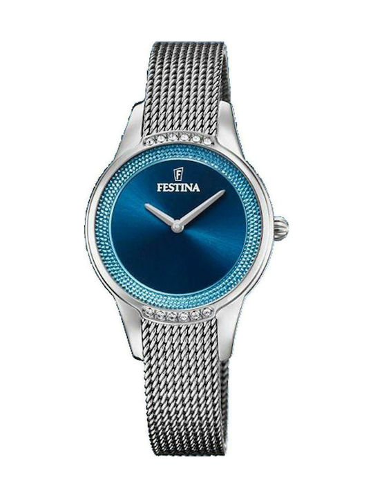 Festina Γυναικείο Ρολόι 30.2mm Μπαταρίας με Ασημί Μεταλλικό Μπρασελέ