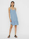 Vero Moda Summer Mini Dress with Ruffle Light Blue Denim