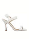 Carrano Leather Women's Sandals White with Thin High Heel