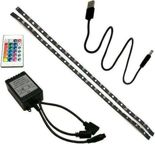 Led7 Wasserdicht LED-Streifen Fernseher USB 5V RGB Licht 2x50cm Typ SMD5050 mit Netzteil & Fernbedienung