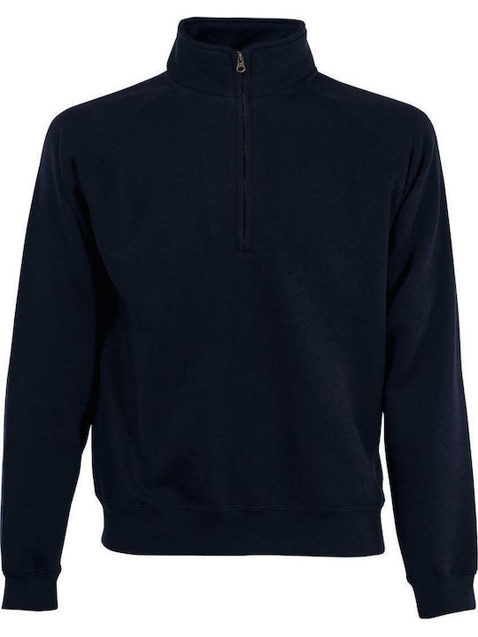 Fruit of the Loom Classic Zip Neck Men's Promotional Long Sleeve Blouse Deep Navy