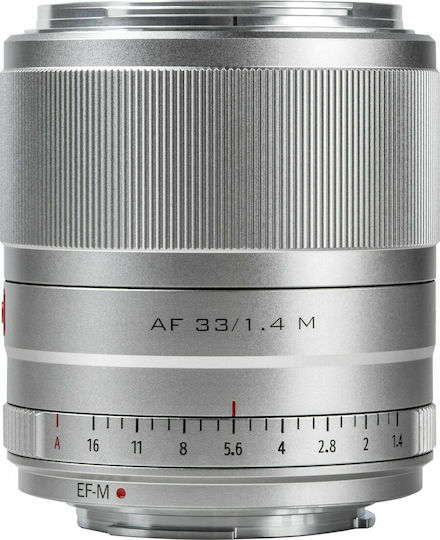Viltrox Crop Obiectiv Foto AF 33mm f/1.4 M Fix pentru Montura Canon EF-M Silver