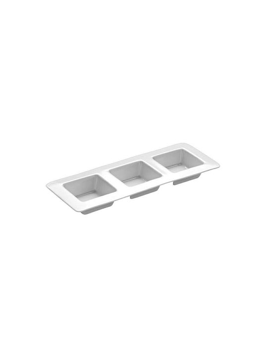 Ready Porcelain Dessert Divided Serving Plate with 3 Slots White 36x13.5x4.1cm