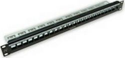 Nexans Patch Panel Keystone για Rack 1U 19" 24 Θυρών Μαύρο