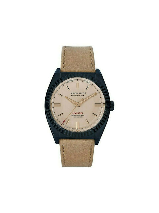 Jason Hyde Watch Battery with Beige Leather Strap