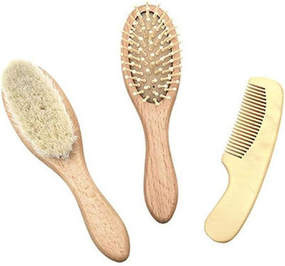 Aria Trade Baby Brush & Comb Brown 3pcs