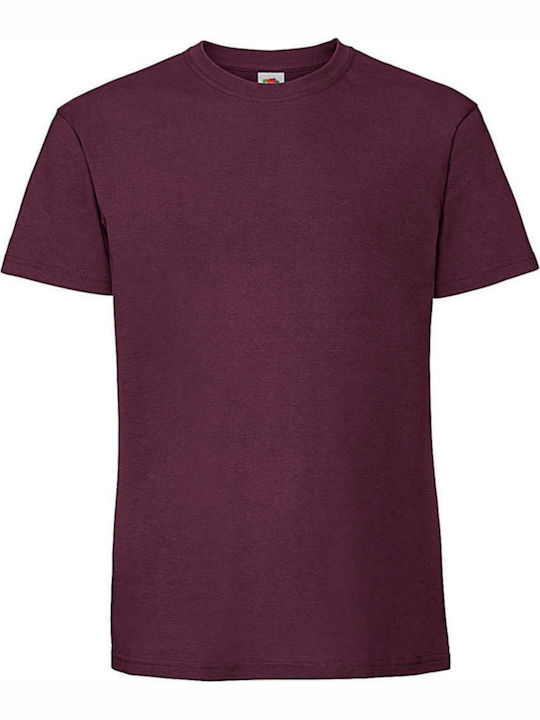 Fruit of the Loom Ringspun Premium T Ανδρικό Διαφημιστικό T-shirt Κοντομάνικο Burgundy