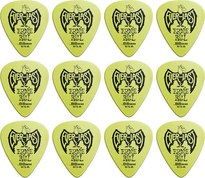 Ernie Ball Guitar Picks Everlast Green Thickness 0.88mm Set 12pcs