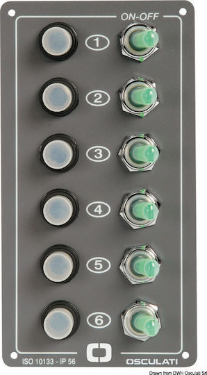 Osculati mit Paneelen Wasserdichtes Panel mit 6 Schaltern und thermischen Sicherungen 12V