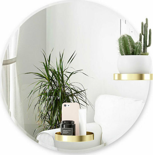 Umbra Perch With Shelves Wall Mirror with Gold Metallic Frame Diameter 61cm 1pcs